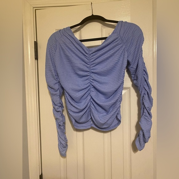 Elodie Lavender Ruched Off-Shoulder Blouse - Picture 4 of 4